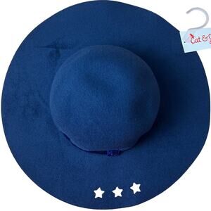 Cat & Jack Girls' Dark Blue Felt Floppy Hat With Star Cutouts - NWT